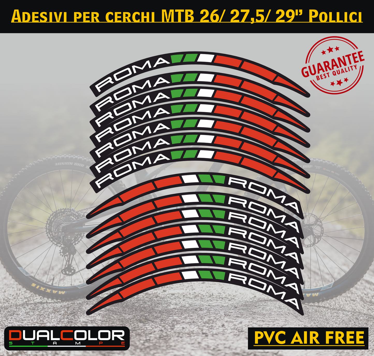 MTB-fietsvelgstickers 26'' - 27,5'' - 28-29'' inch MTB-fietswielstickers MTB-racevelgen COD. B0141