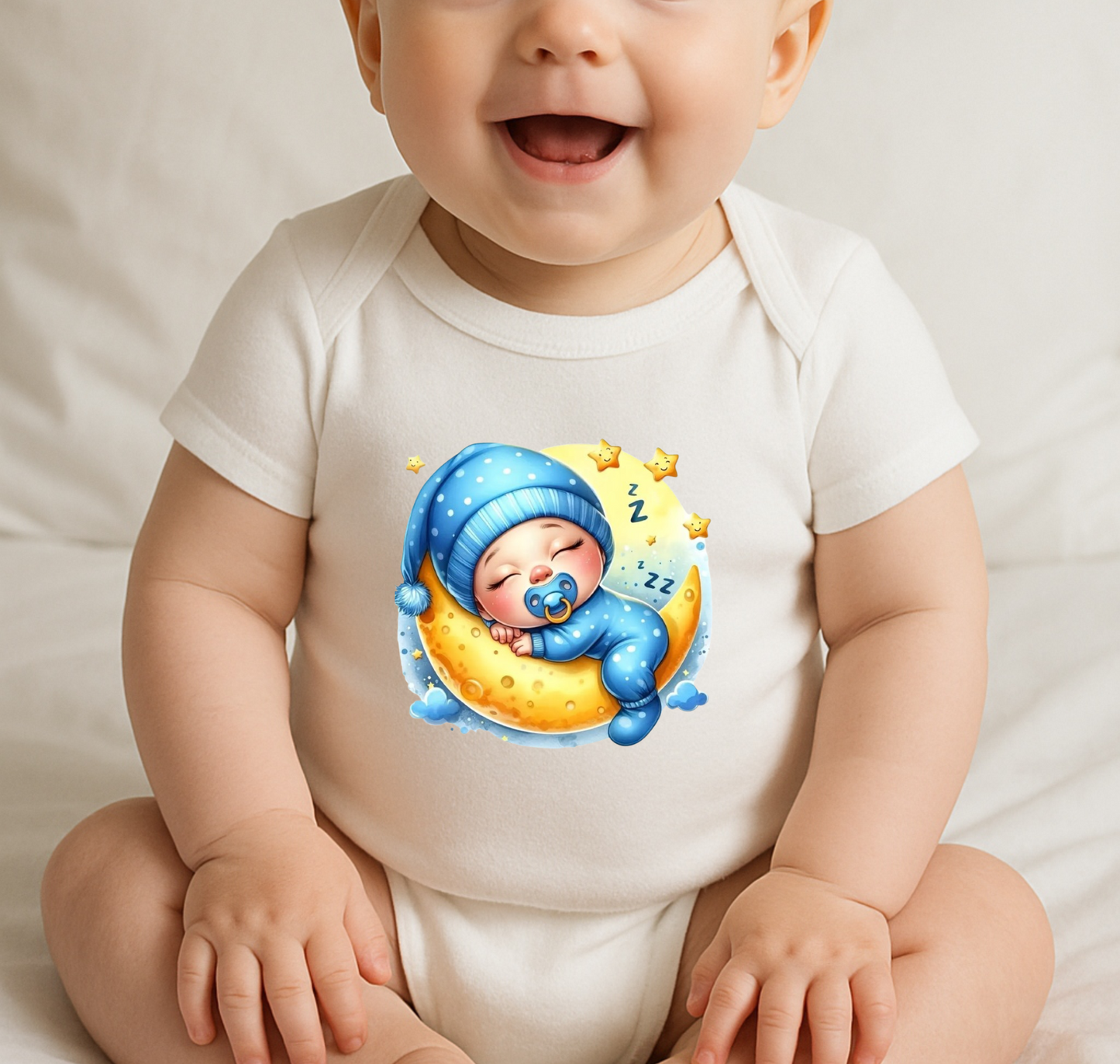 Pagliaccetto idea regalo neonato unisex con stampa luna 0-3 mesi 6-9 mesi | maniche corte