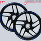 Strisce Adesive Cerchi Moto 17 Pollici – Set per 2 Ruote – Design Racing Bianco Blu e Nero – Resistenti a Pioggia e Sole – Adesivi Ruote Moto Lucidi – Modello D0138