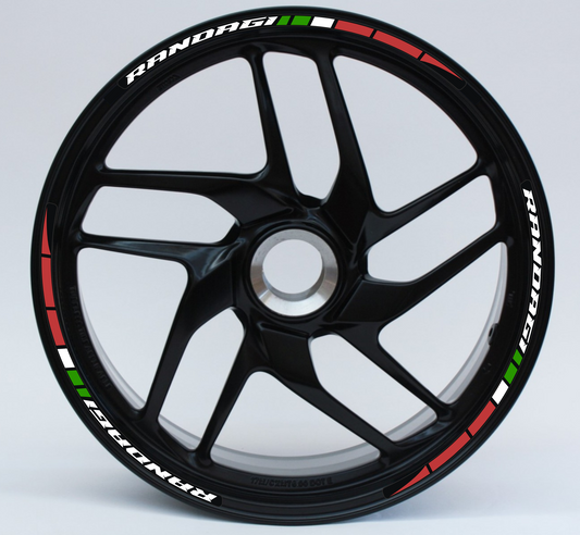 Strisce Adesive Cerchi Moto 17 Pollici  BANDIERA ITALIANA – Set per 2 Ruote – Design Racing Bianco Blu e Nero – Resistenti a Pioggia e Sole – Adesivi Ruote Moto Lucidi – Modello D0139