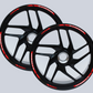 Adesivi Cerchi Moto 17 Pollici – Set 2 Ruote – Design Racing Nero, Rosso e Bianco – Resistenti a Sole e Pioggia – Adesivi Lucidi Ruote Moto D0141