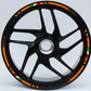 Confezione Adesivi Set Completo di Cerchi Strisce per Moto per 2 Ruote da 17'' pollici strips Design Sportivo D0146 NERO ARANCIONE