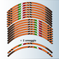 Confezione Adesivi Set Completo di Cerchi Strisce per Moto per 2 Ruote da 17'' pollici strips Design Sportivo D0146 NERO ARANCIONE