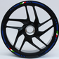 Confezione Adesivi Set Completo di Cerchi Strisce per Moto per 2 Ruote da 17'' pollici strips Design Sportivo D0147 NERO BLU