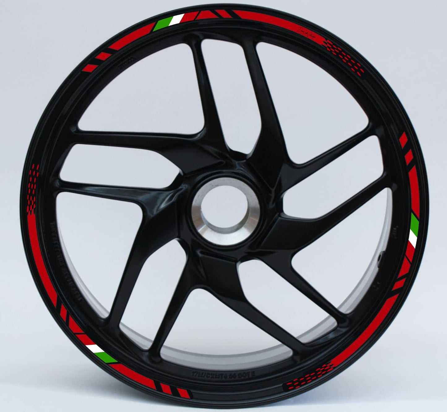 Adesivi Moto Cerchi 17" DualColorStampe – Strisce Rosse e Nere Sport per 2 Ruote – Facili da Applicare, Resistenti D0149