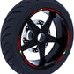 Adesivi Moto Cerchi 17" DualColorStampe – Strisce Rosse e Nere Sport per 2 Ruote – Facili da Applicare, Resistenti D0149