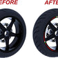 Adesivi Moto Cerchi 17" DualColorStampe – Strisce Rosse e Nere Sport per 2 Ruote – Facili da Applicare, Resistenti D0149
