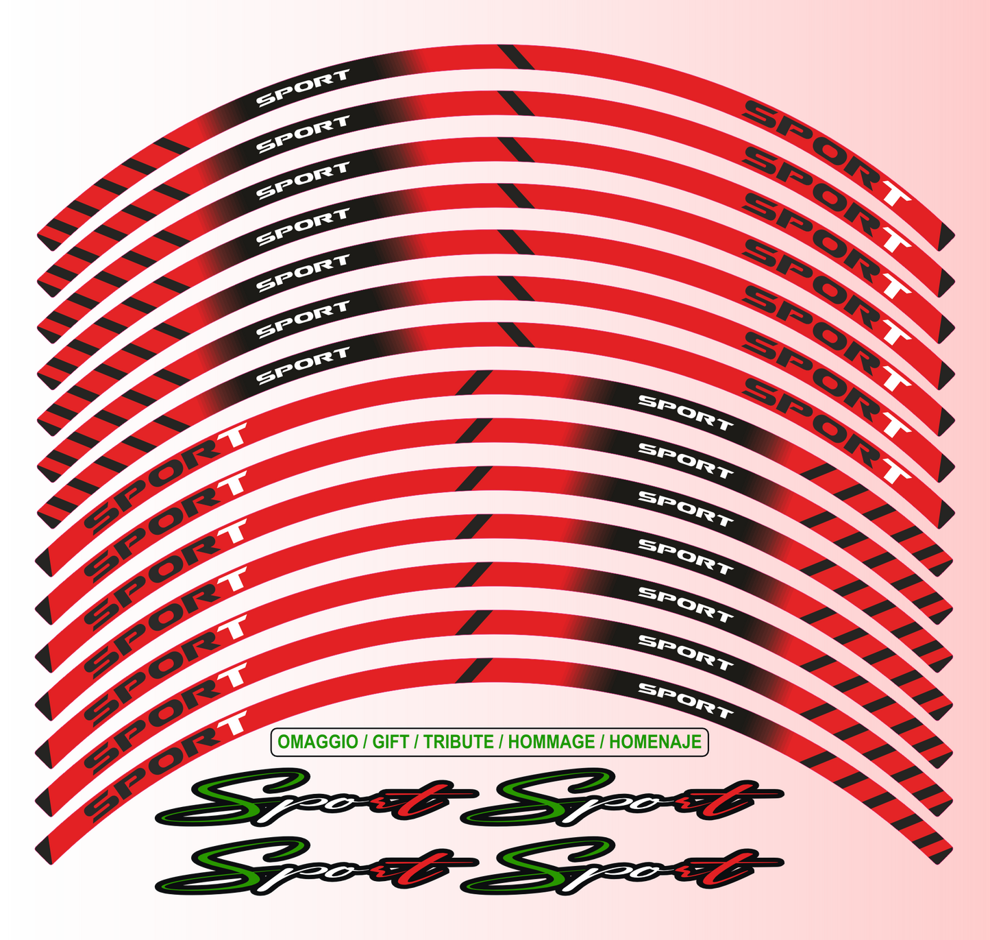 Set Completo Adesivi Strisce Cerchi Ruote Moto 17 Pollici Stripes + interno cerchi Filetto Cerchioni Gomme Race Sport Decal Racing Stickers Strips Universale D0151