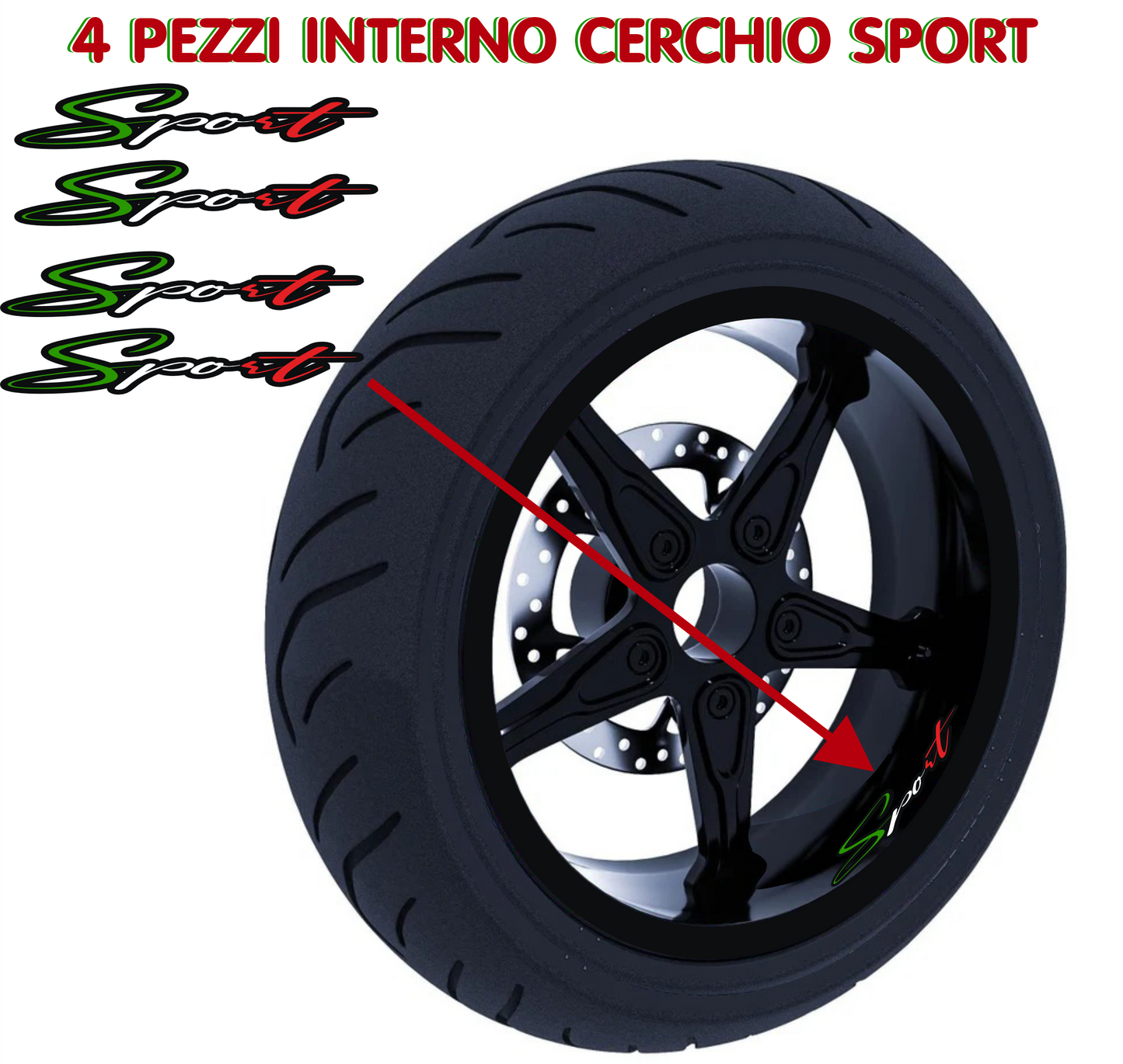 Set Completo Adesivi Strisce Cerchi Ruote Moto 17 Pollici Stripes + interno cerchi Filetto Cerchioni Gomme Race Sport Decal Racing Stickers Strips Universale D0151