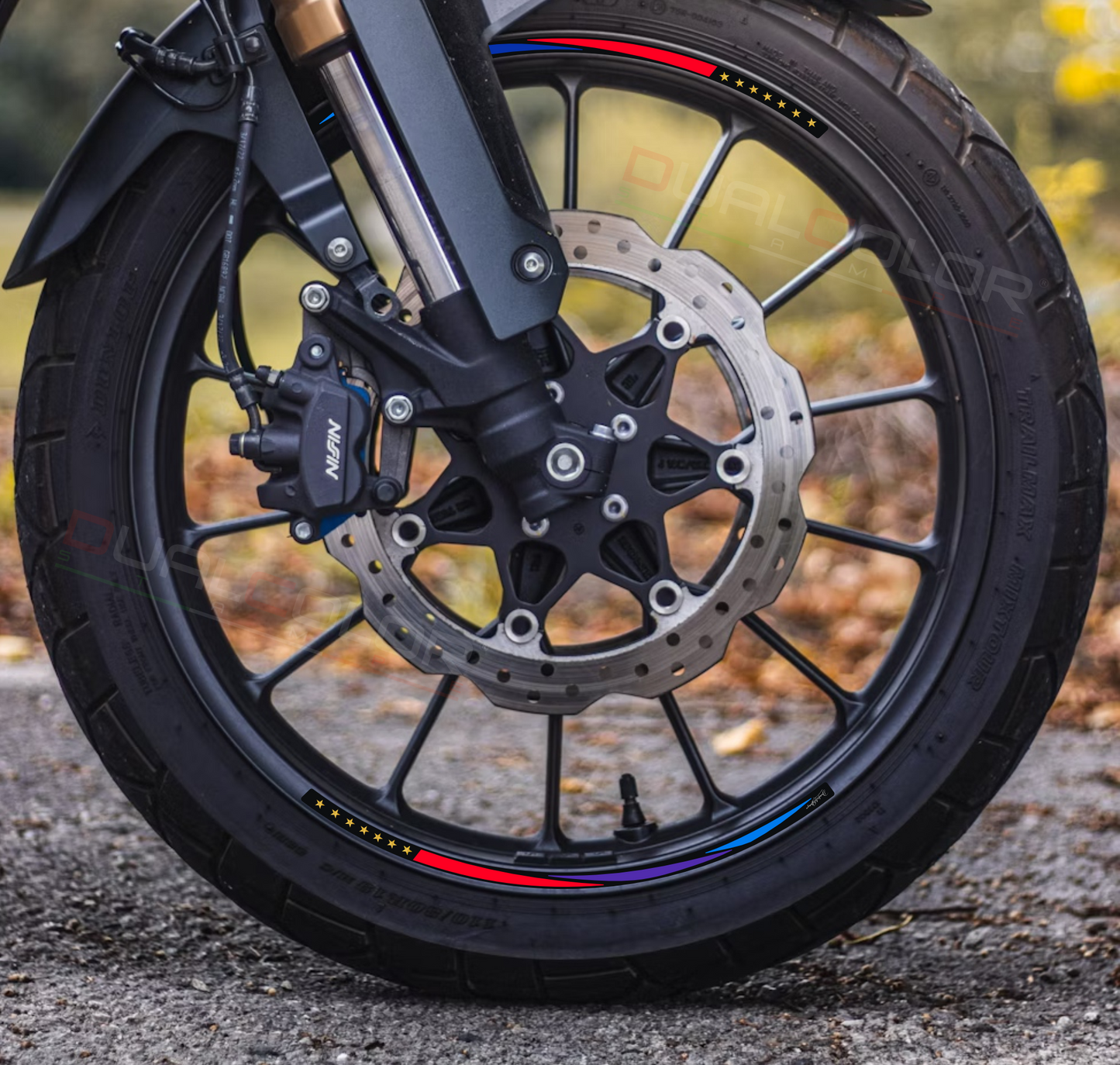 Kit Adesivi Cerchi Moto GP Design – 10 Pezzi, Compatibili con Cerchioni da 15'' a 19'' – Decorazione Sportiva per Ruote Anteriori e Posteriori – Modello D0155