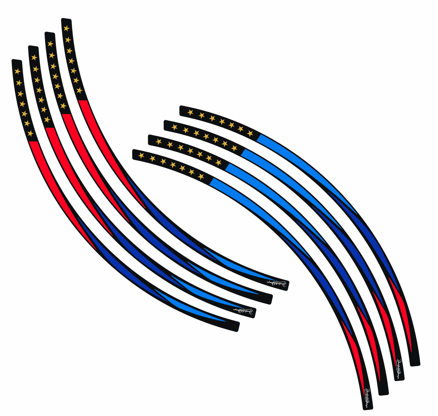 Kit Adesivi Cerchi Moto GP Design – 10 Pezzi, Compatibili con Cerchioni da 15'' a 19'' – Decorazione Sportiva per Ruote Anteriori e Posteriori – Modello D0155