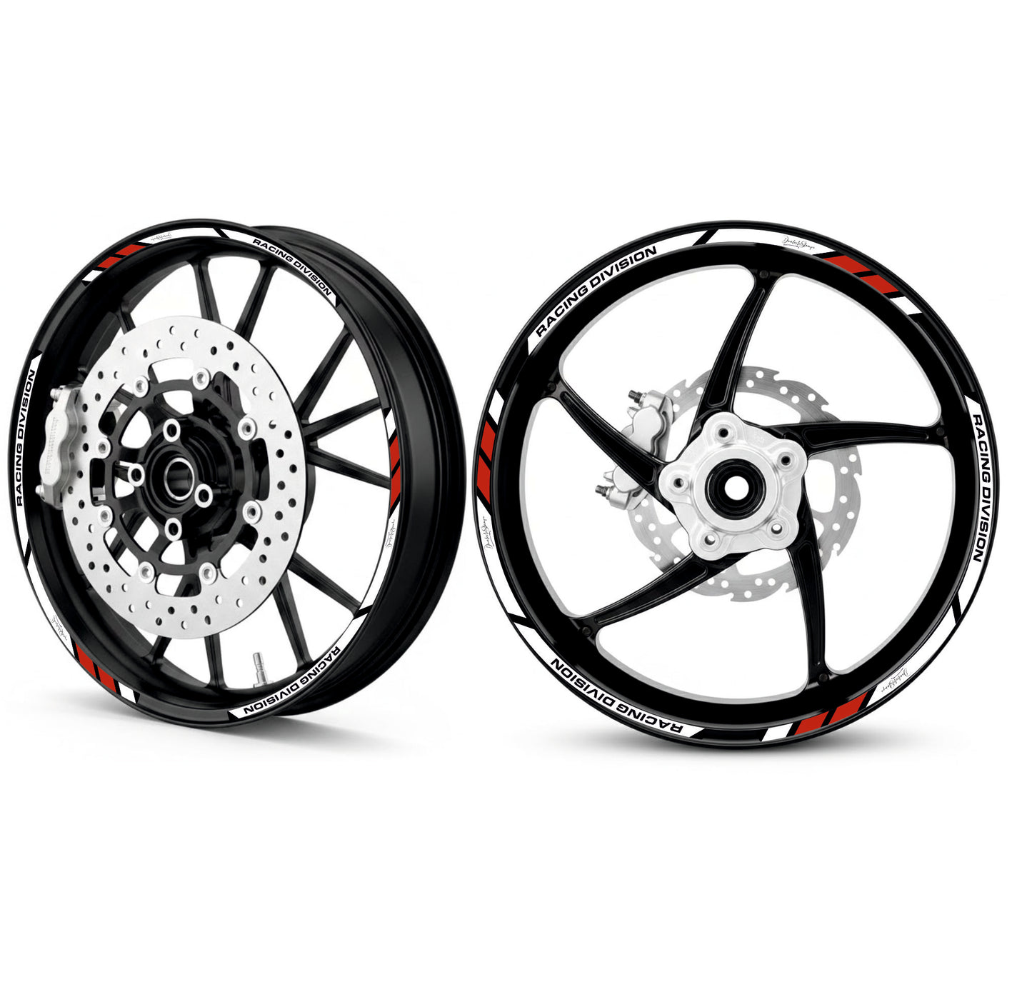 Adesivi Cerchi Moto Racing - Kit Completo per Ruote 15-19'' Pollici - Decalcomanie Professionali ad Alta Adesione, Resistenti Colore a scelta D0157