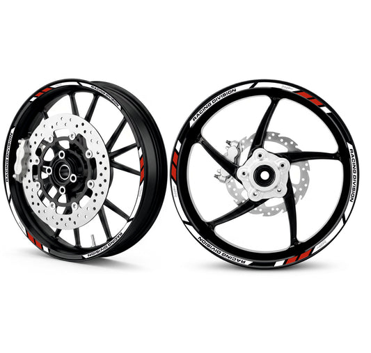 Adesivi Cerchi Moto Racing - Kit Completo per Ruote 15-19'' Pollici - Decalcomanie Professionali ad Alta Adesione, Resistenti Colore a scelta D0157