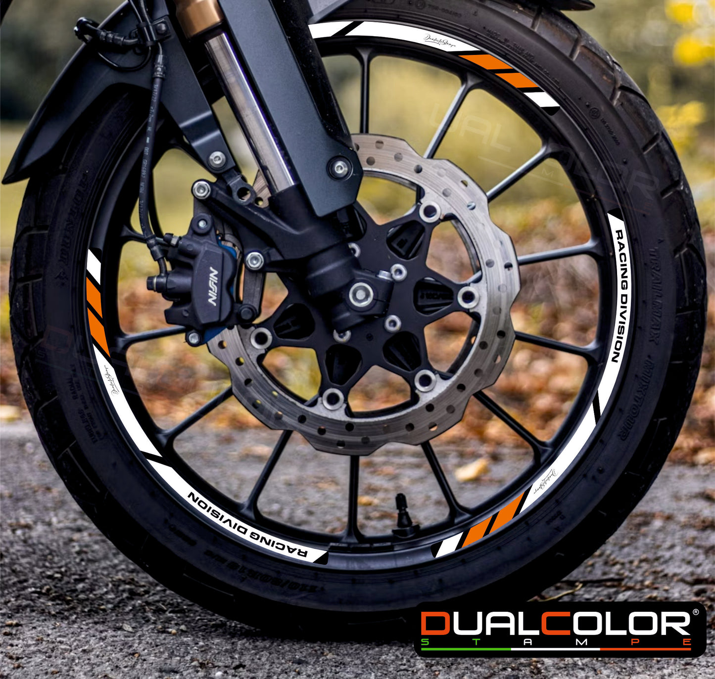 Adesivi Cerchi Moto Racing - Kit Completo per Ruote 15-19'' Pollici - Decalcomanie Professionali ad Alta Adesione, Resistenti Colore a scelta D0157