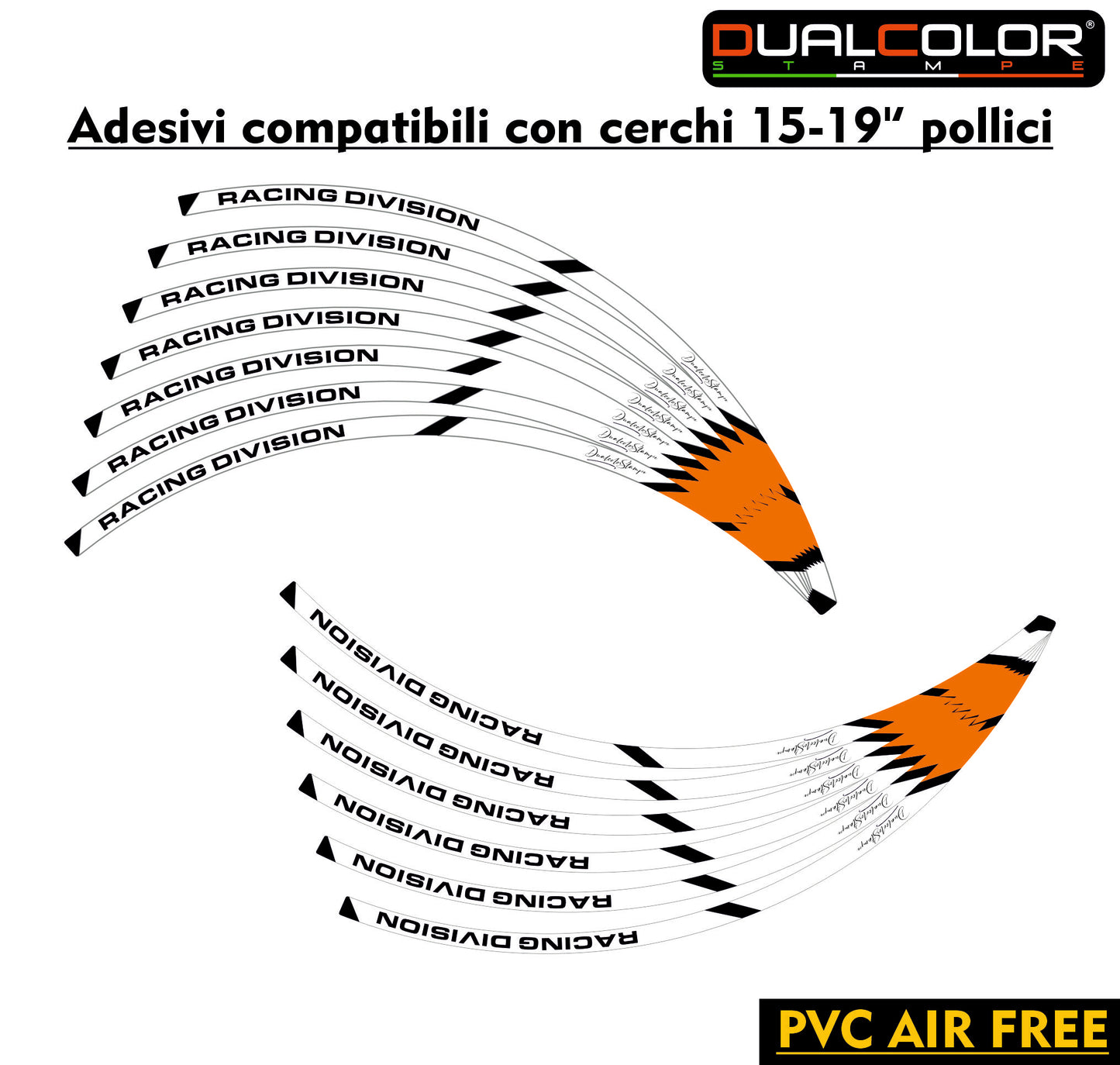 Adesivi Cerchi Moto Racing - Kit Completo per Ruote 15-19'' Pollici - Decalcomanie Professionali ad Alta Adesione, Resistenti Colore a scelta D0157