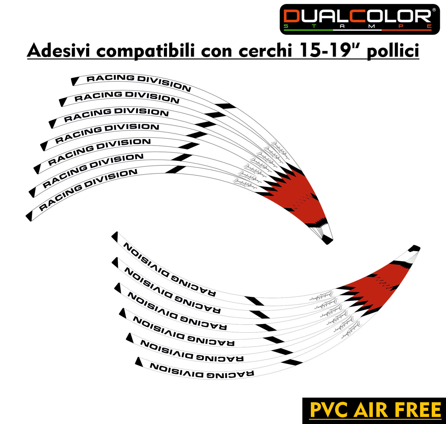 Adesivi Cerchi Moto Racing - Kit Completo per Ruote 15-19'' Pollici - Decalcomanie Professionali ad Alta Adesione, Resistenti Colore a scelta D0157