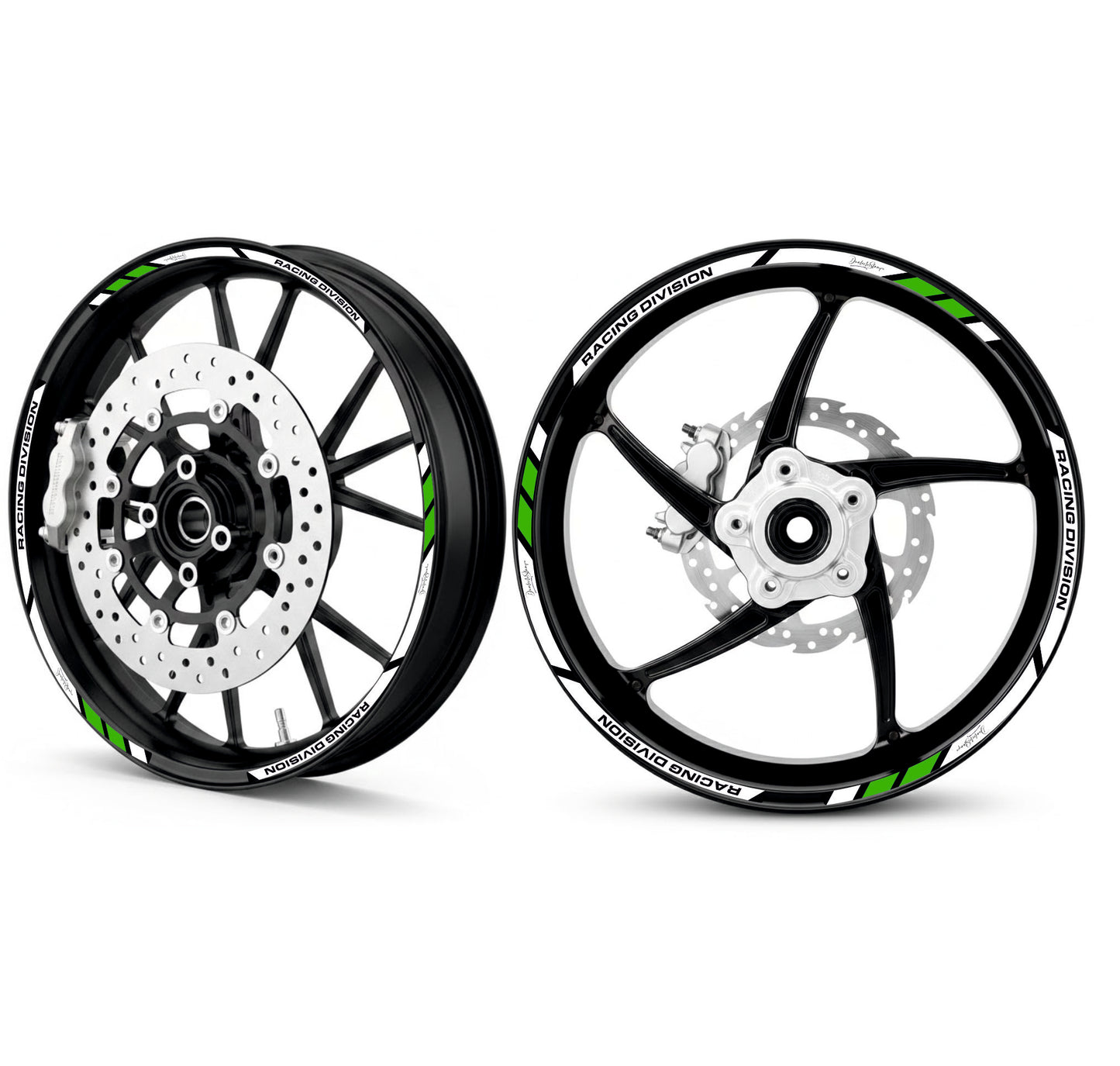 Adesivi Cerchi Moto Racing - Kit Completo per Ruote 15-19'' Pollici - Decalcomanie Professionali ad Alta Adesione, Resistenti Colore a scelta D0157