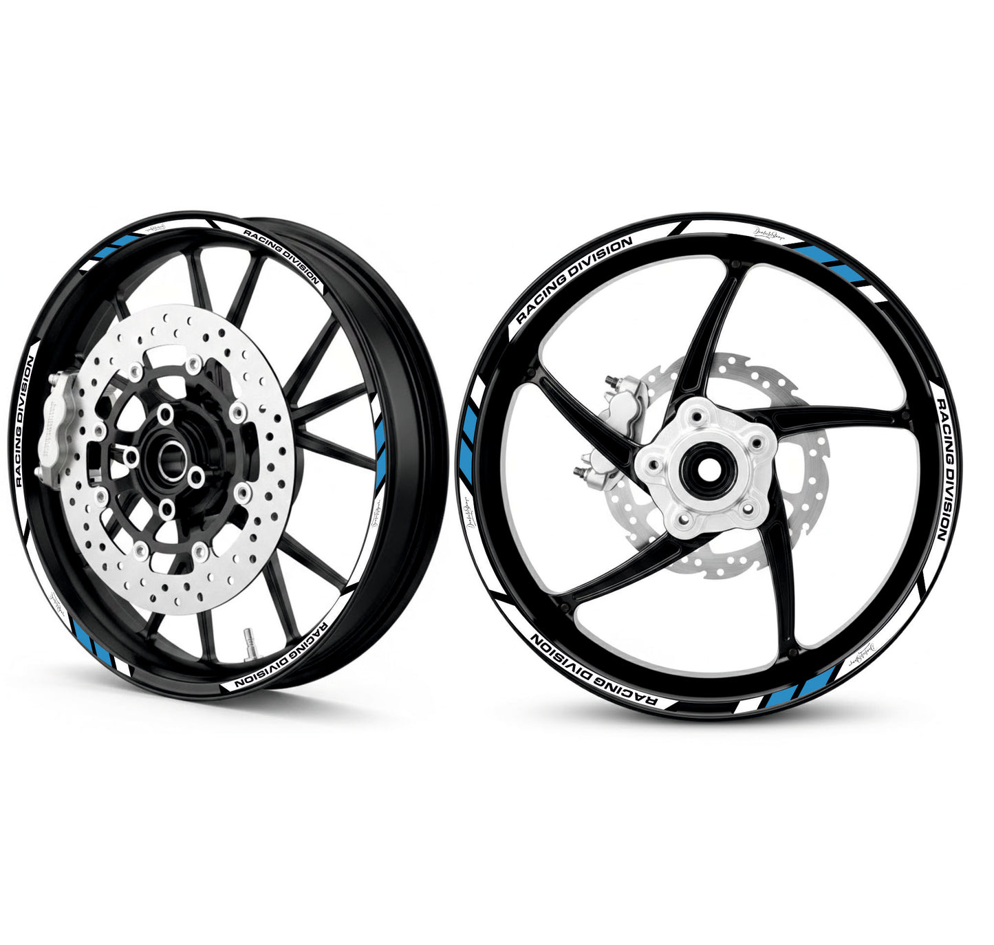 Adesivi Cerchi Moto Racing - Kit Completo per Ruote 15-19'' Pollici - Decalcomanie Professionali ad Alta Adesione, Resistenti Colore a scelta D0157