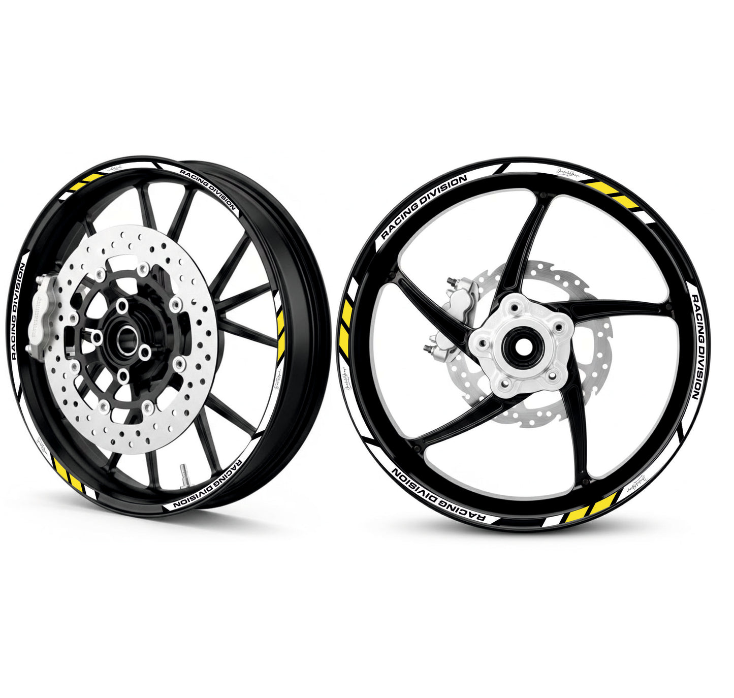 Adesivi Cerchi Moto Racing - Kit Completo per Ruote 15-19'' Pollici - Decalcomanie Professionali ad Alta Adesione, Resistenti Colore a scelta D0157