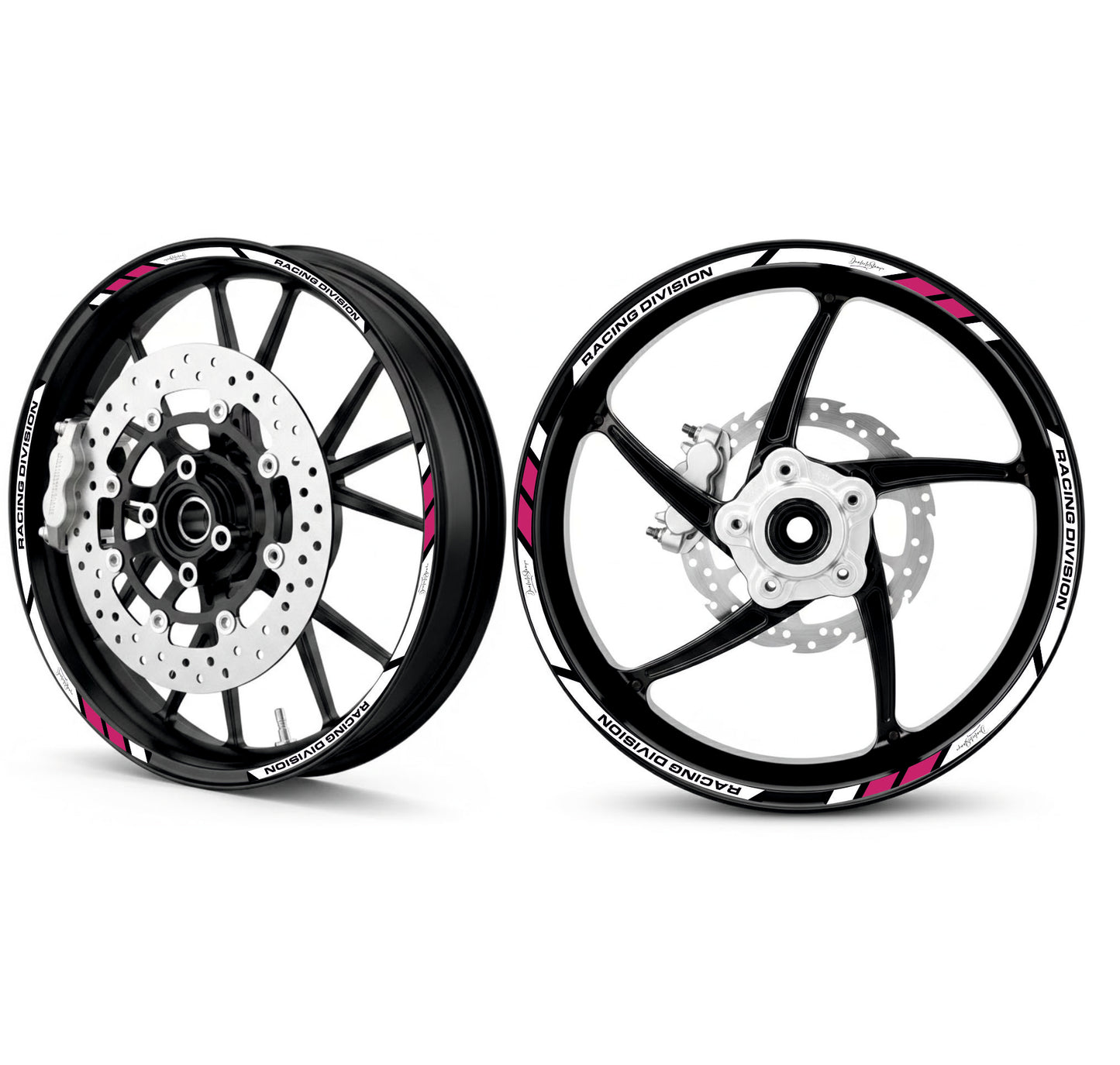 Adesivi Cerchi Moto Racing - Kit Completo per Ruote 15-19'' Pollici - Decalcomanie Professionali ad Alta Adesione, Resistenti Colore a scelta D0157