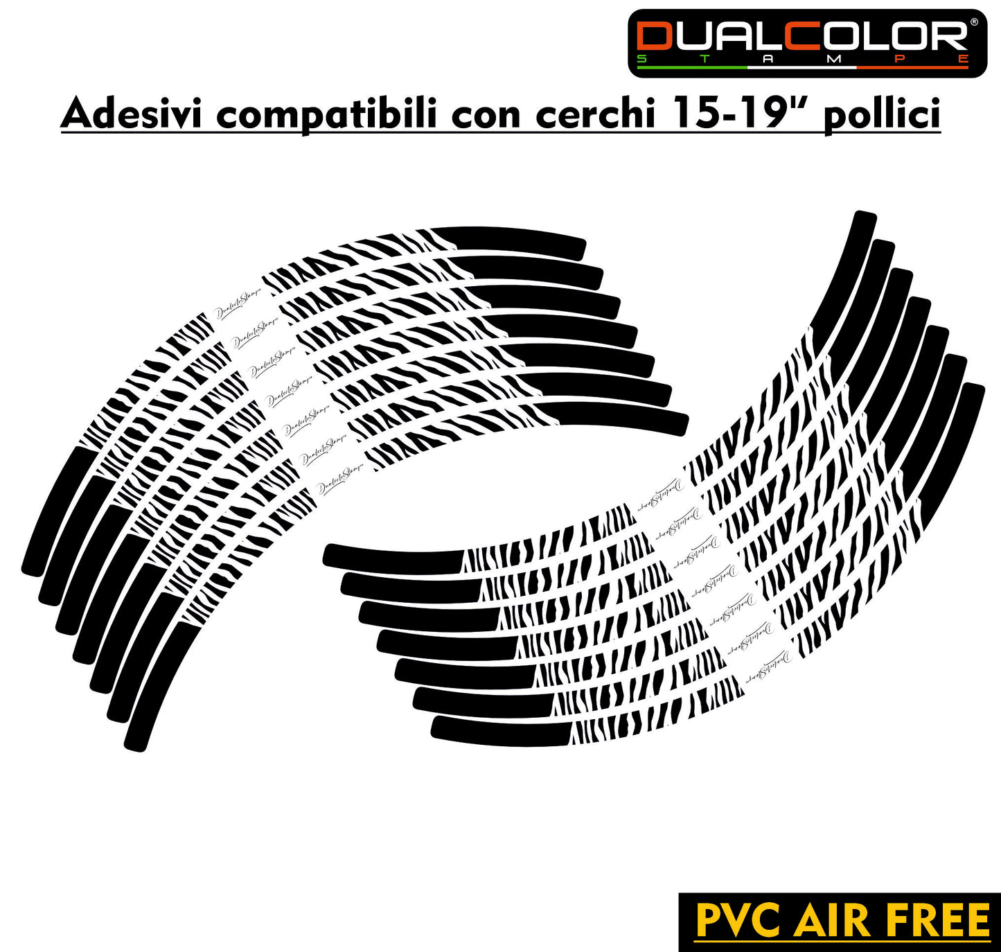 Set Completo Adesivi Cerchi Moto e Auto (2 Ruote) | Strisce Adesive Ruote 10mm Universali 15-19 Pollici | Decalcomanie Impermeabili Alta Resistenza | Colore Bianco e Nero D0158