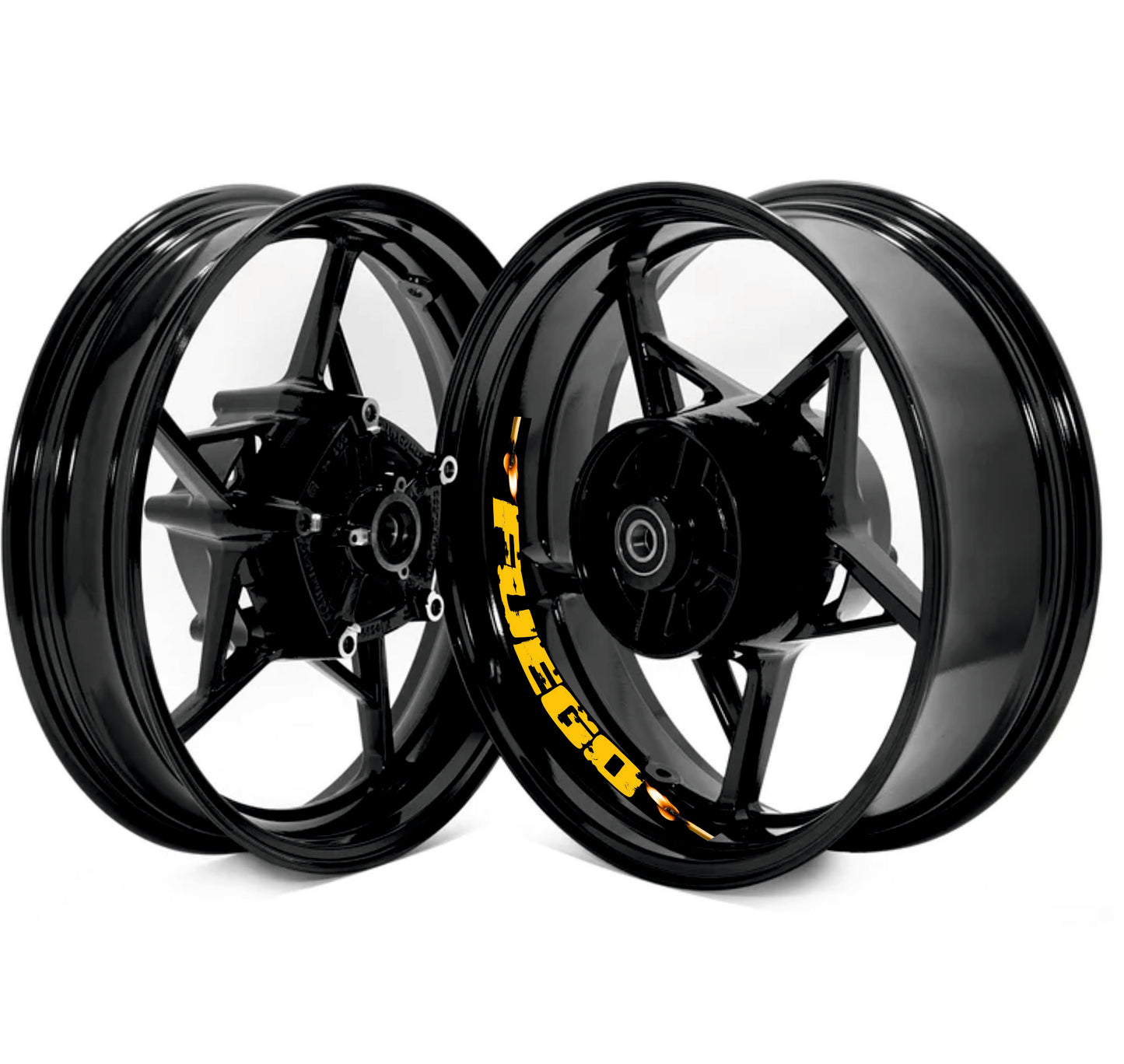 Kit 8 Adesivi Interno Cerchio Moto 17 Pollici - adesivi Professionali Giallo/Nero Resistenti a UV e Lavaggi - Strisce Precurvate per Cerchioni Racing e Naked D0159