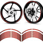 Kit 12 adesivi cerchi ruote Moto (3 adesivi per lato) Bandiera Giapponese Racing filetto strisce cerchione universali per ruote da 17" Pollici D0160