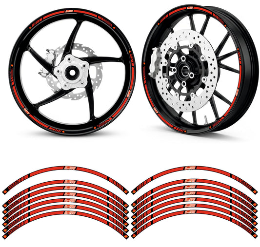 Kit 12 adesivi cerchi ruote Moto (3 adesivi per lato) Bandiera Giapponese Racing filetto strisce cerchione universali per ruote da 17" Pollici D0160