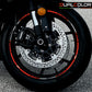 Kit 12 adesivi cerchi ruote Moto (3 adesivi per lato) Bandiera Giapponese Racing filetto strisce cerchione universali per ruote da 17" Pollici D0160