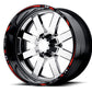 Kit Adesivi Cerchi Moto "Ready to Race" - Rosso & Nero - PVC Air Free Professionale D0162