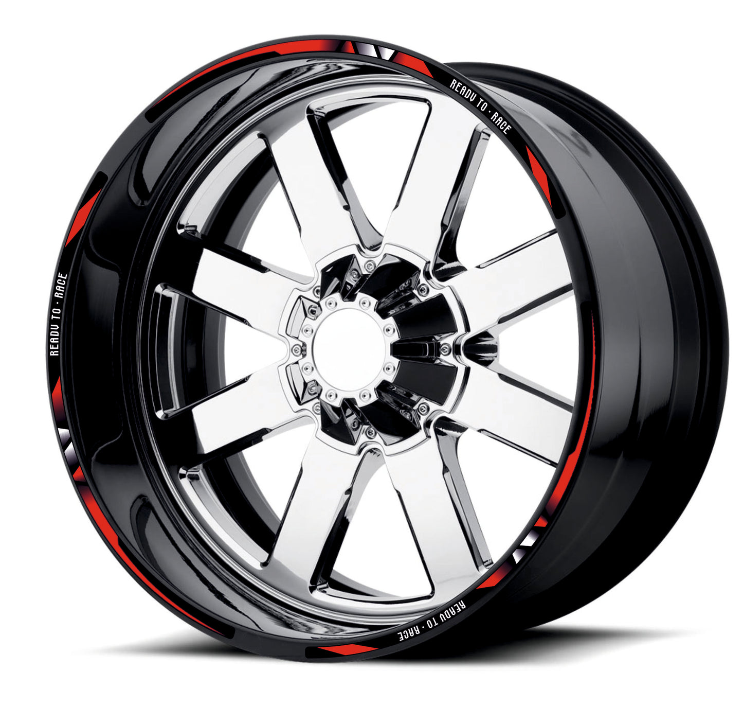 Kit Adesivi Cerchi Moto "Ready to Race" - Rosso & Nero - PVC Air Free Professionale D0162