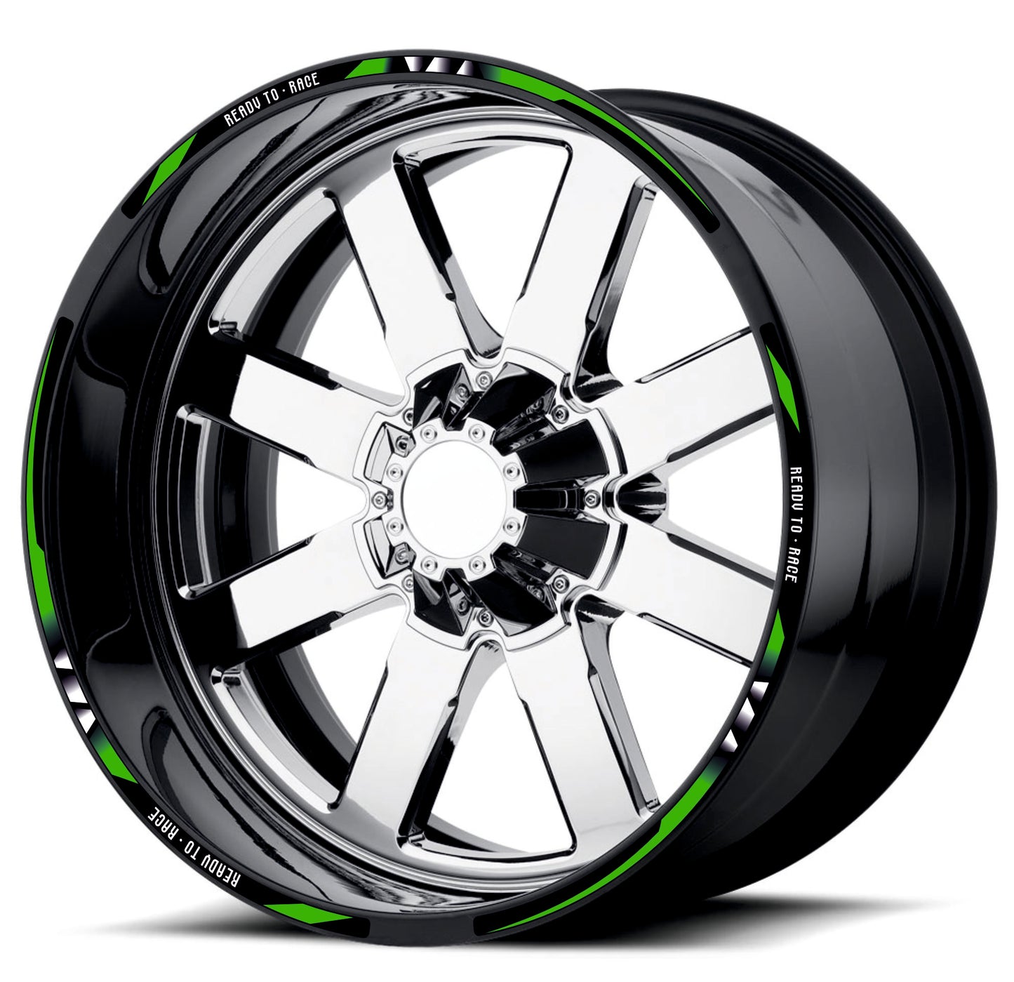 Kit Adesivi Cerchi Moto "Ready to Race" - Stickers ruote 15-19 pollici - PVC Air Free Professionale D0162