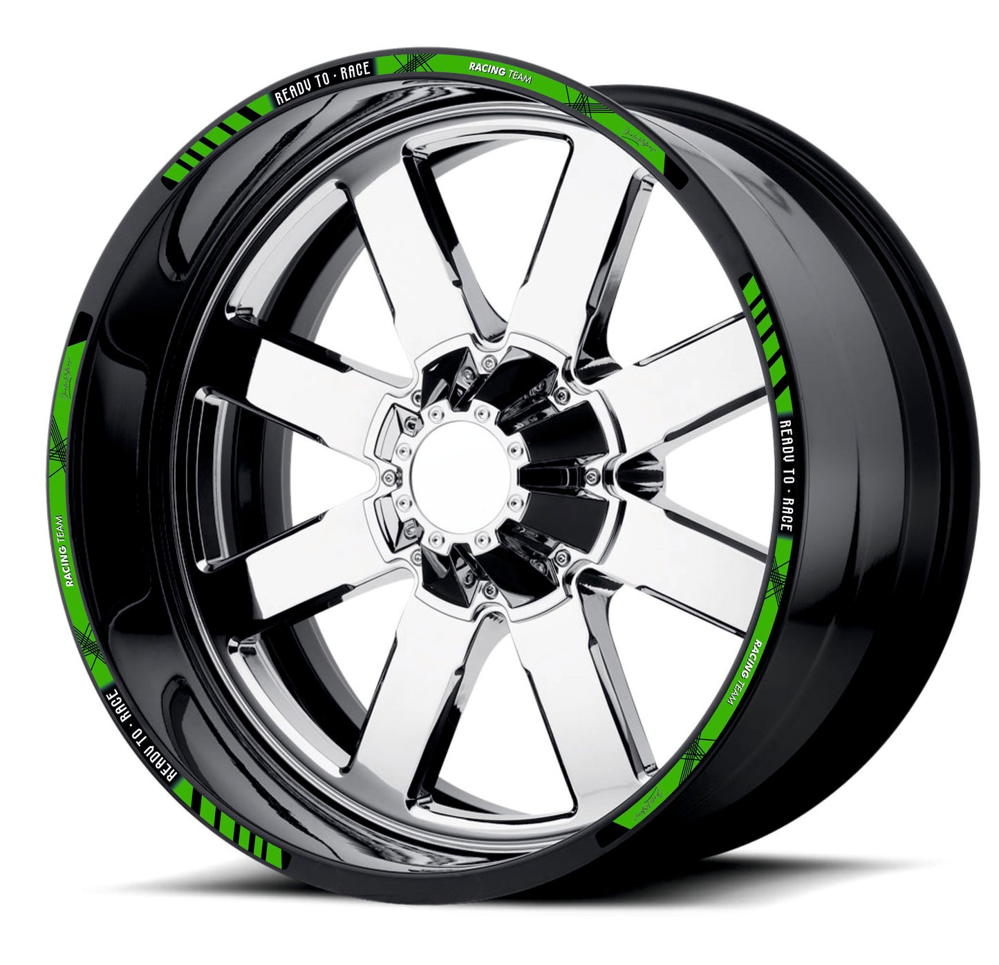 Kit Adesivi Cerchi Moto "RACING TEAM" - Stickers ruote 15-19 pollici - PVC Air Free Professionale D0163