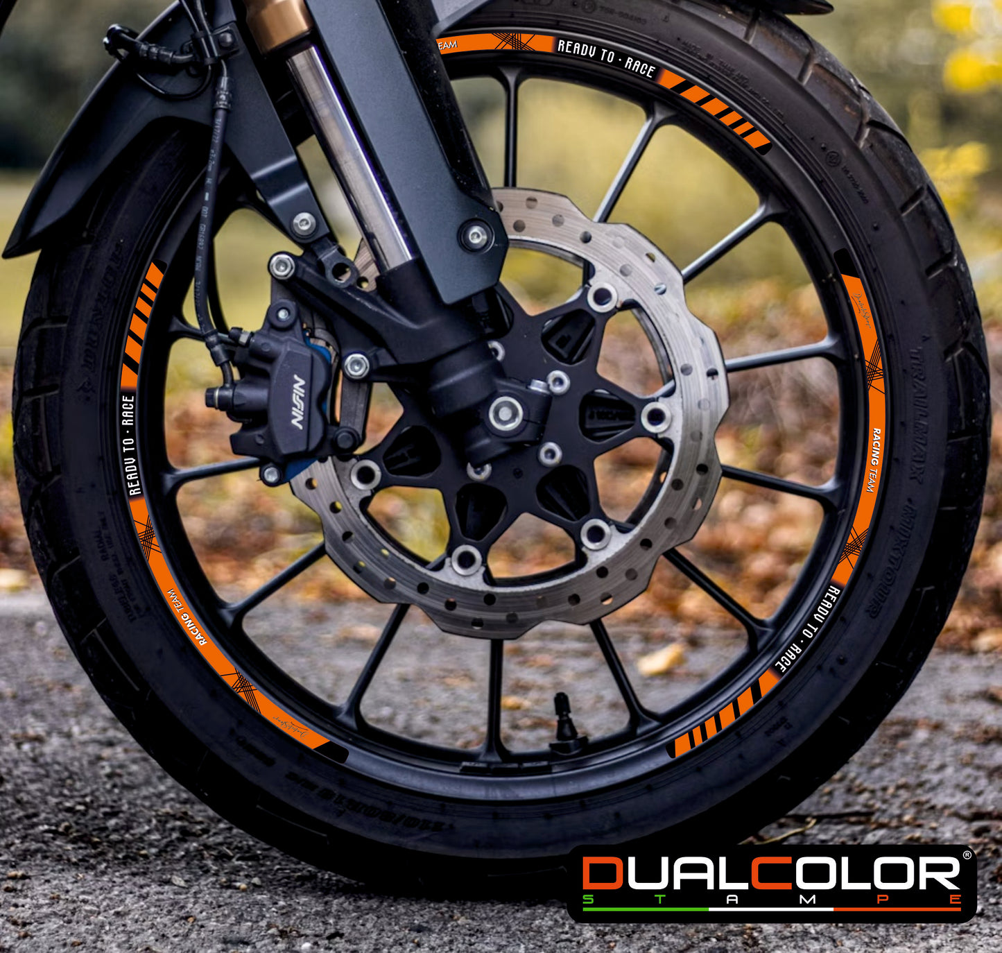 Kit Adesivi Cerchi Moto "RACING TEAM" - Stickers ruote 15-19 pollici - PVC Air Free Professionale D0163