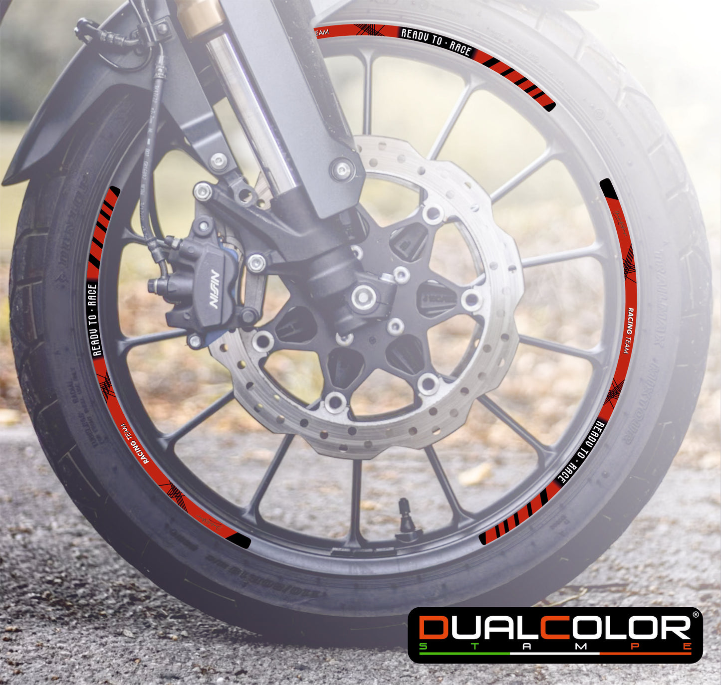 Kit Adesivi Cerchi Moto "RACING TEAM" - Stickers ruote 15-19 pollici - PVC Air Free Professionale D0163