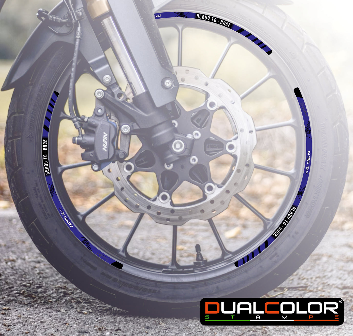 Kit Adesivi Cerchi Moto "RACING TEAM" - Stickers ruote 15-19 pollici - PVC Air Free Professionale D0163