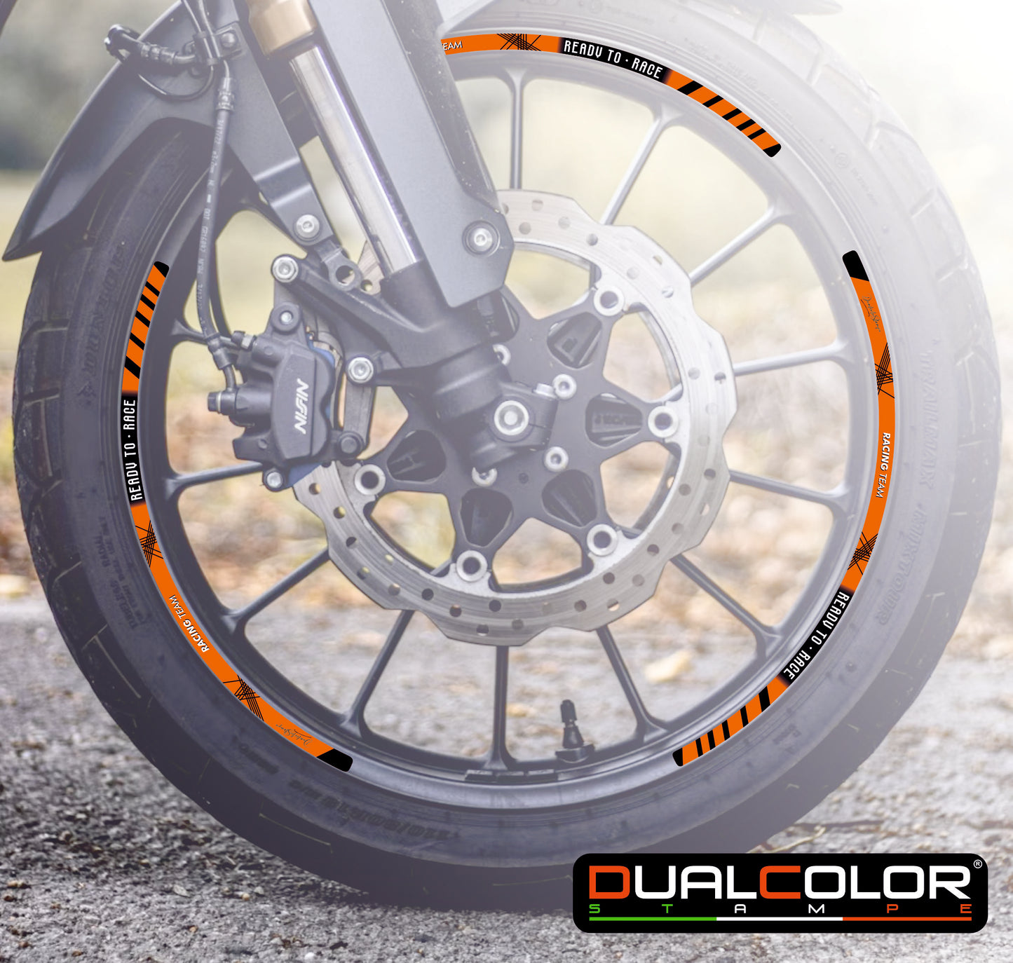 Kit Adesivi Cerchi Moto "RACING TEAM" - Stickers ruote 15-19 pollici - PVC Air Free Professionale D0163