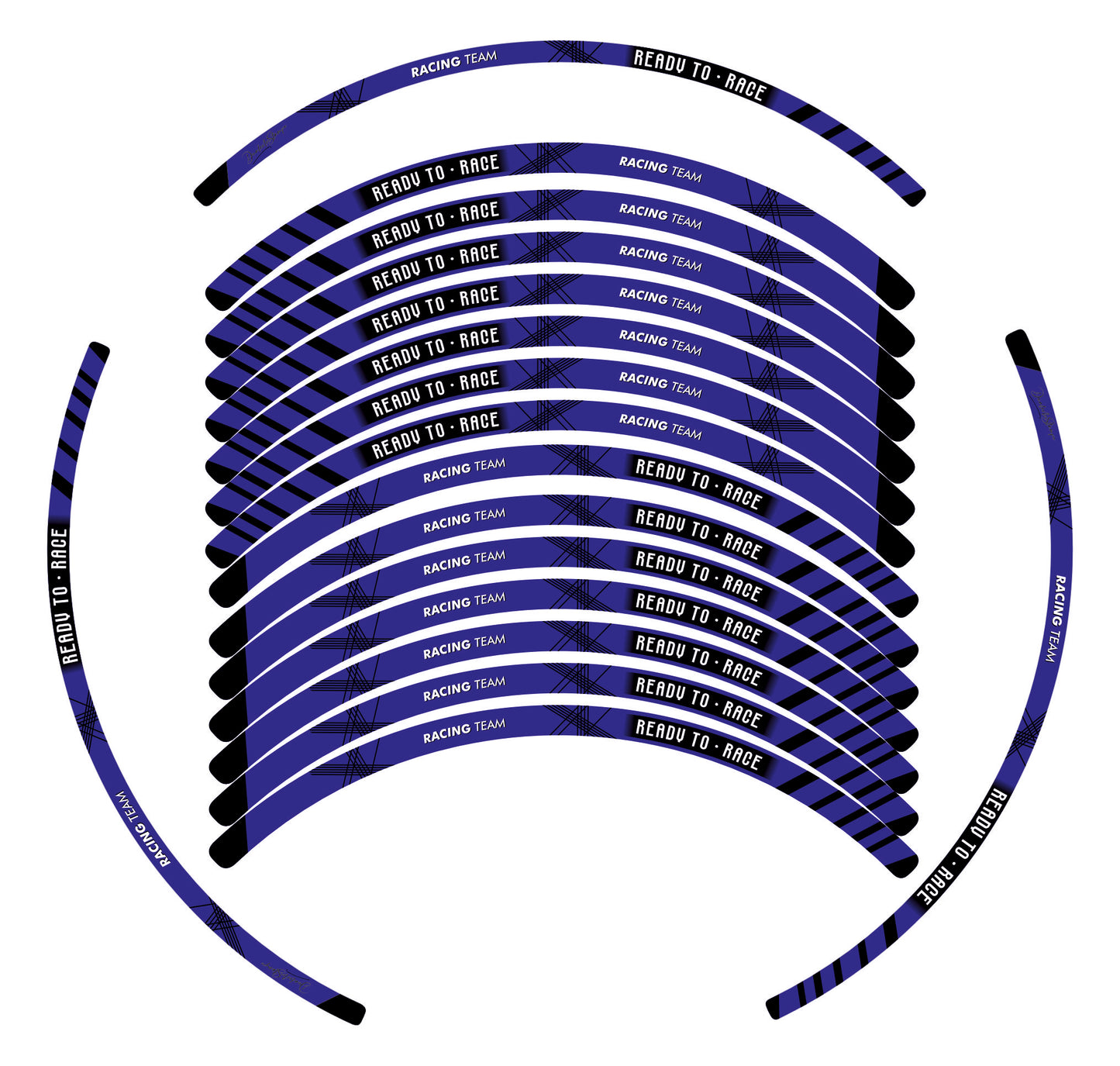 Kit Adesivi Cerchi Moto "RACING TEAM" - Stickers ruote 15-19 pollici - PVC Air Free Professionale D0163