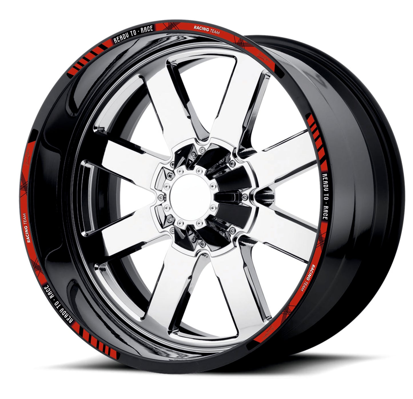 Kit Adesivi Cerchi Moto "RACING TEAM" - Stickers ruote 15-19 pollici - PVC Air Free Professionale D0163