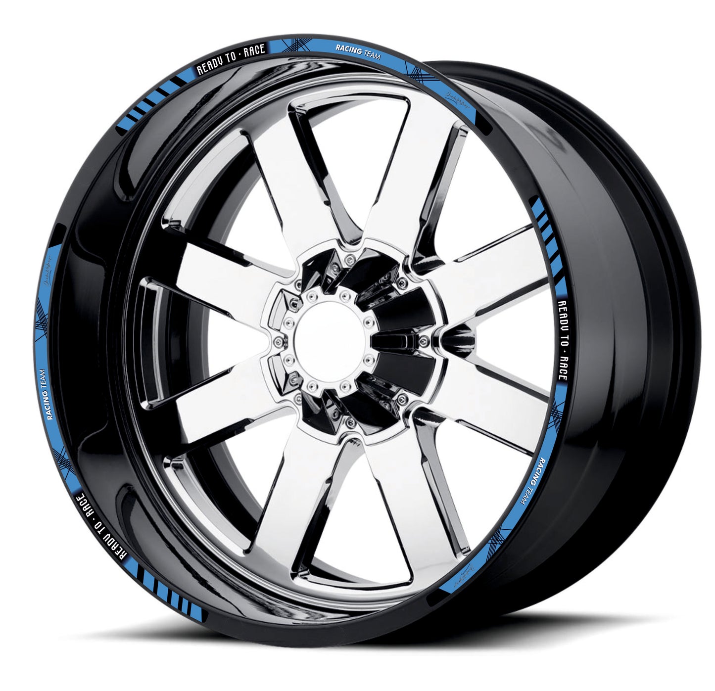 Kit Adesivi Cerchi Moto "RACING TEAM" - Stickers ruote 15-19 pollici - PVC Air Free Professionale D0163