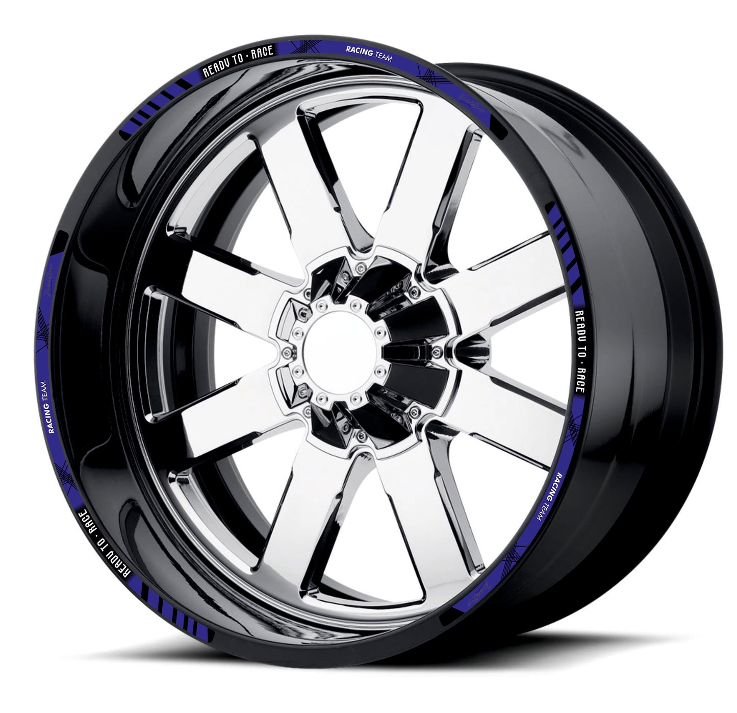 Kit Adesivi Cerchi Moto "RACING TEAM" - Stickers ruote 15-19 pollici - PVC Air Free Professionale D0163