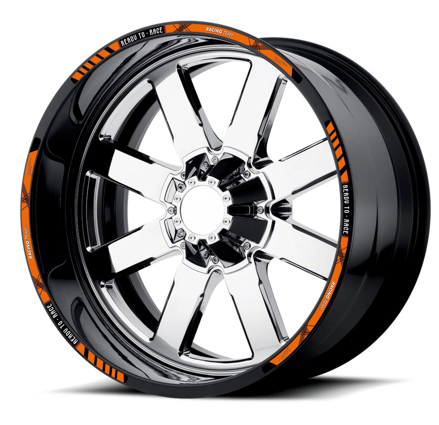 Kit Adesivi Cerchi Moto "RACING TEAM" - Stickers ruote 15-19 pollici - PVC Air Free Professionale D0163