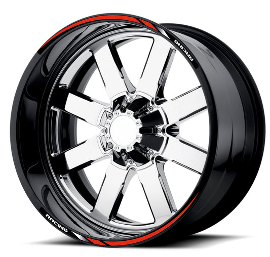 Adesivi profili Cerchi Moto "RACING ROSSO" - Stickers ruote 15-19 pollici - PVC Air Free Professionale D0165