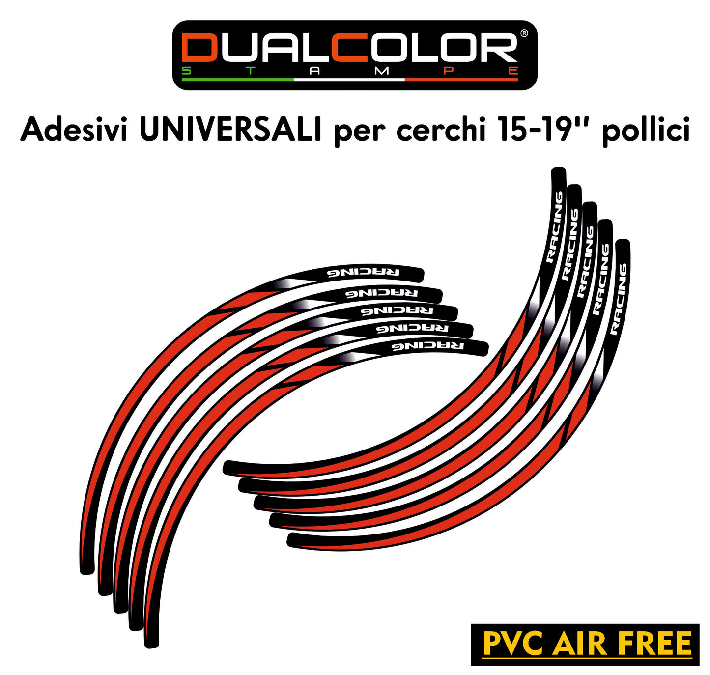 Adesivi Cerchi Moto 15 16 17 18 19 Pollici - Strisce Racing Professionali D0165