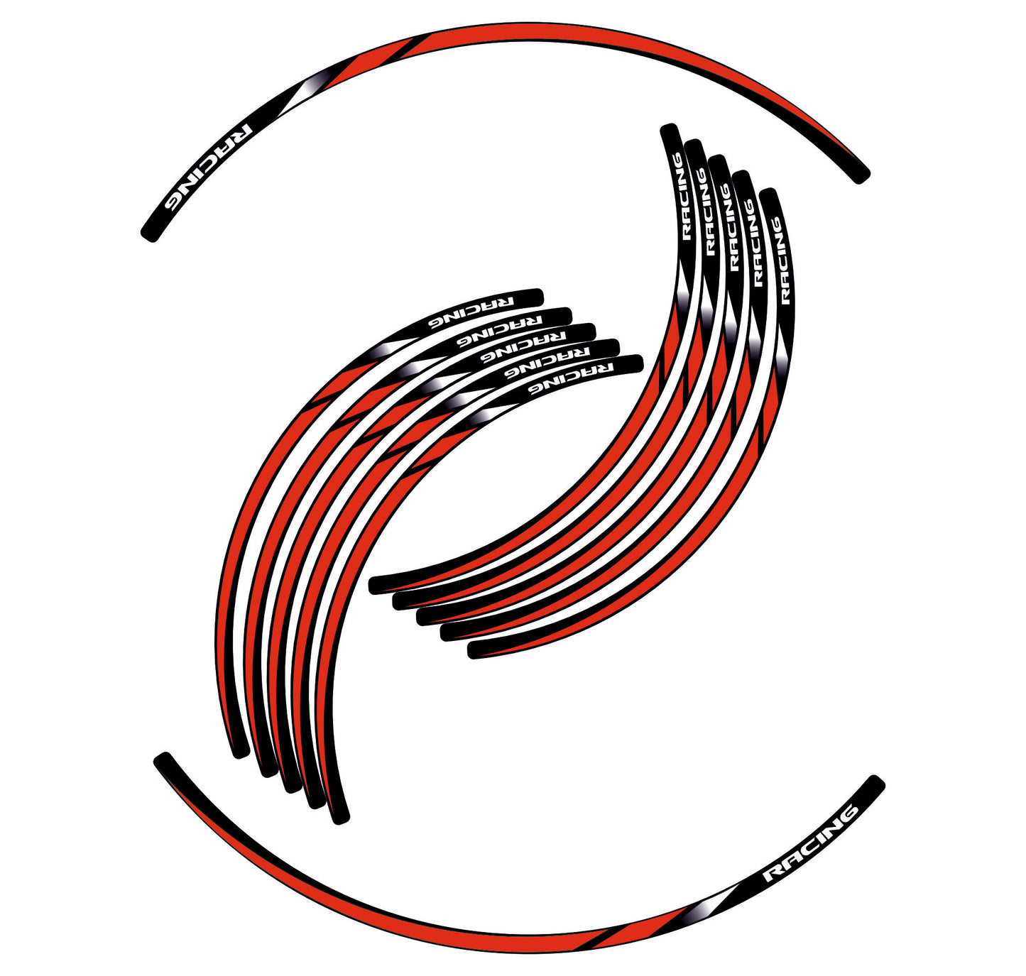Adesivi profili Cerchi Moto "RACING ROSSO" - Stickers ruote 15-19 pollici - PVC Air Free Professionale D0165