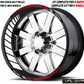 Adesivi per Cerchi Moto 17 Pollici, Kit Completo 2 Ruote, PVC Air Free, Racing, Stickers interno cerchio + Strisce, Applicazione Facile D0166
