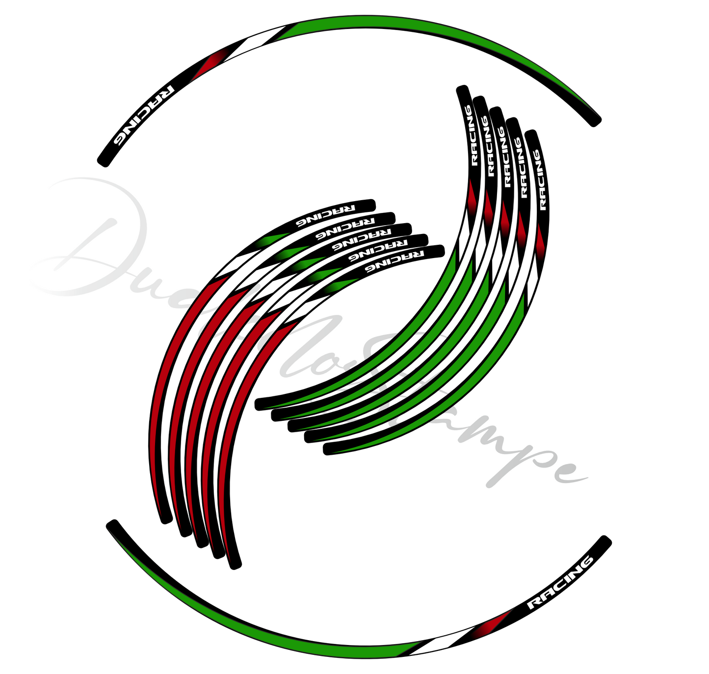 Kit Adesivi Professionali per Cerchi Moto 17" – Design Tricolore Racing – PVC Air Free D0167