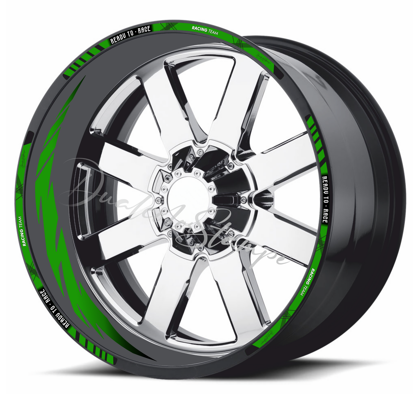 Kit Adesivi Cerchi Moto 17" Verde Kawasaki - Interno e Bordi 9mm - D0168
