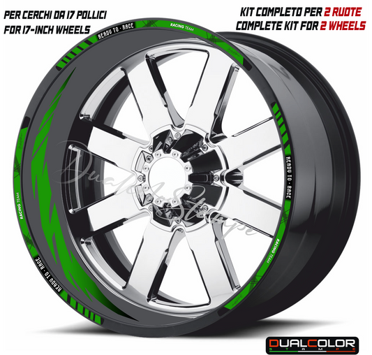 Kit Adesivi Cerchi Moto 17" Verde Kawasaki - Interno e Bordi 9mm - D0168