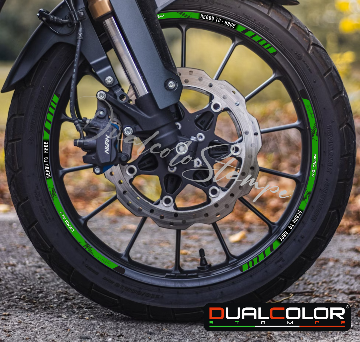 Kit Adesivi Cerchi Moto 17" Verde Kawasaki - Interno e Bordi 9mm - D0168